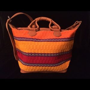 New Handmade Huipil Leather Bag Tote Bolsa Tipica